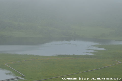 金沢峠から見下ろす雄国沼の湿地帯