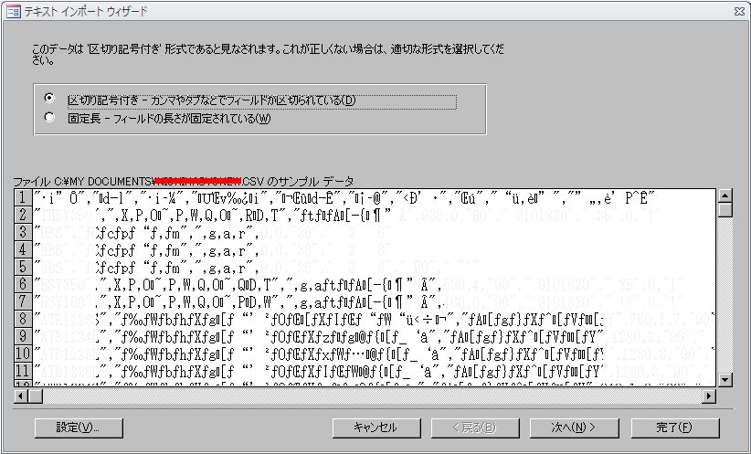 Accessインポート文字化け (2)