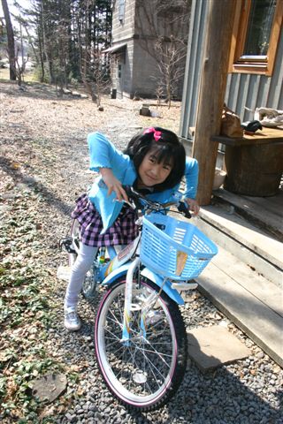 自転車と娘