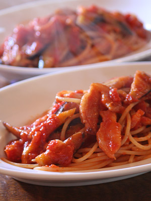 Melanzane e Pancetta　ナスとベーコンのスパゲッティ