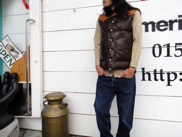 ◇70's ROCKY MOUNTAIN LDV(LEATHER DOWN VEST)42/CHOCOLATE BROWN×TAN 