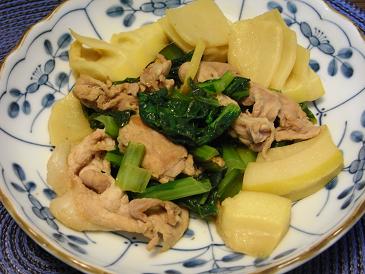 小松菜とタケノコの豚肉炒め
