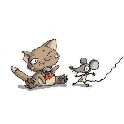 耳かけ猫と尾長ネズミ