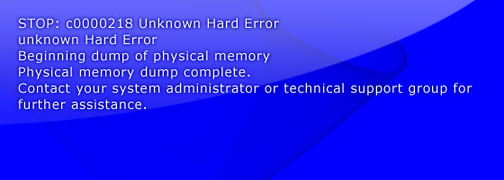 STOP: c0000218 Unknown Hard Error